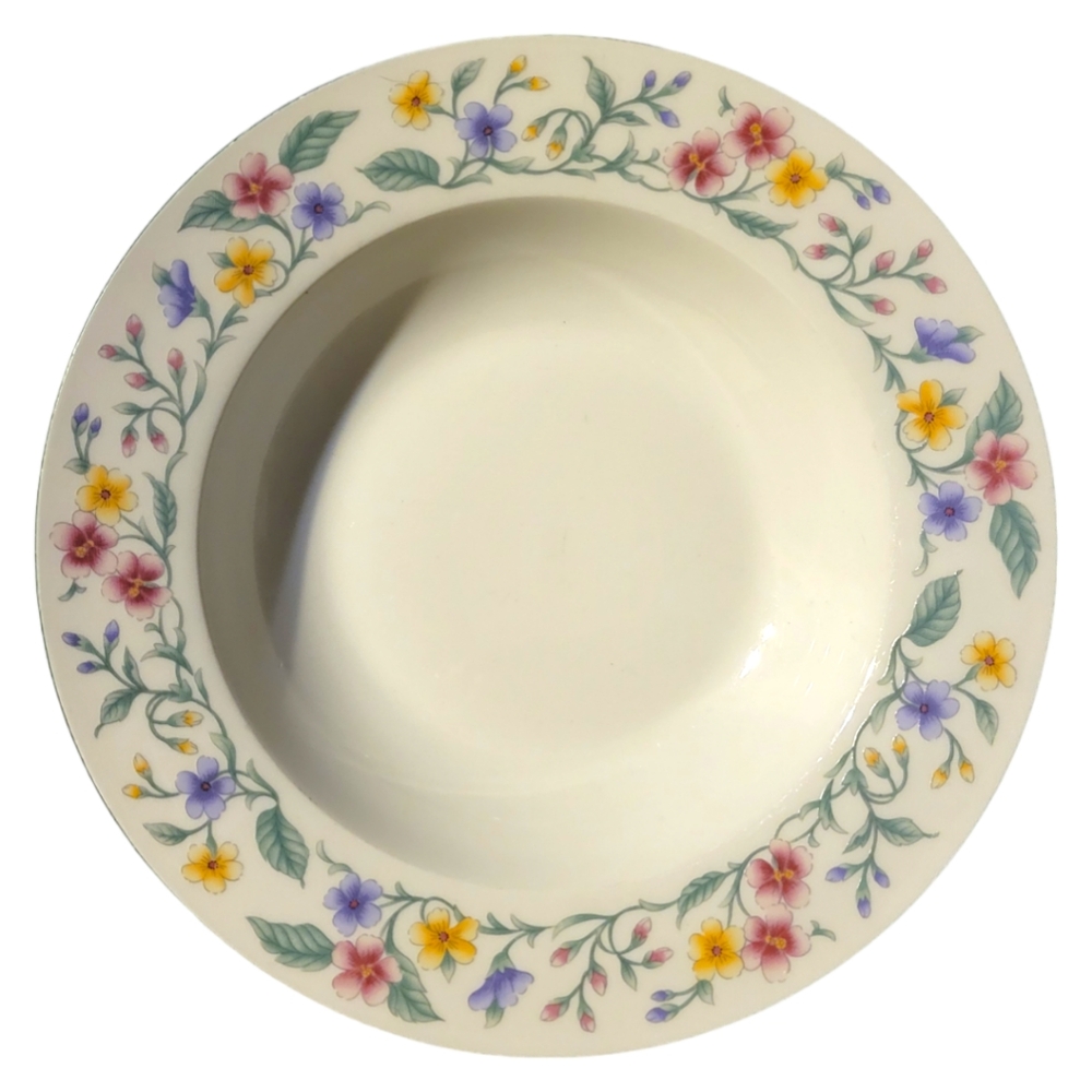 1 Vtg Coupe Soup Pasta Salad Bowl Excel Caprice (Green Trim) Floral EXCEL China